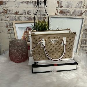 Prada Double Zip Handbag in Grommet Emmbellished